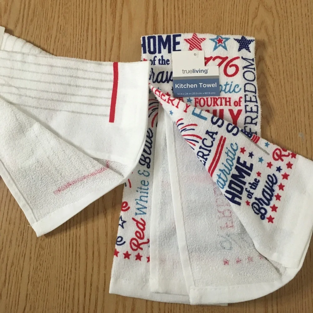 New Bundle Of 2 Patriotic Fourth of July Etc KitchenTowels 100% Cotton 14” x 24” - Picture 6 of 6
